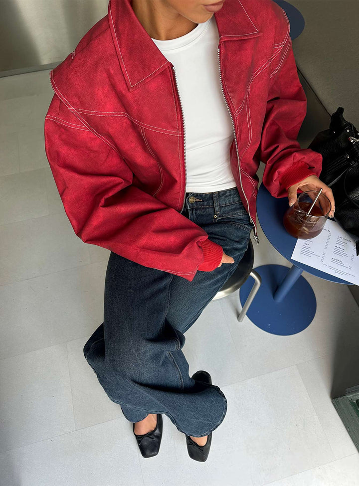 Betty | Women’s oversized zip-up bomber jacket with exposed stitching