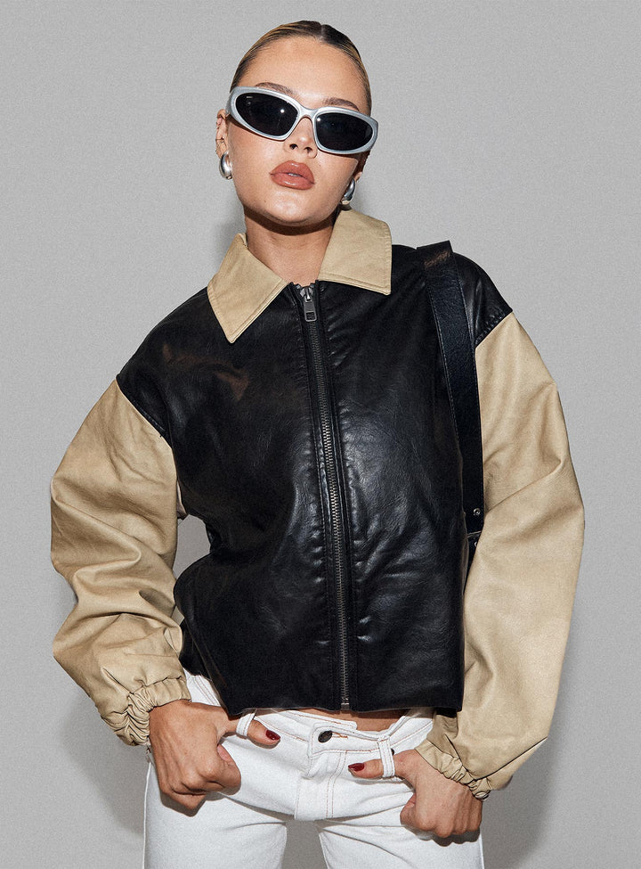 Shane | Women’s two-tone faux leather bomber jacket