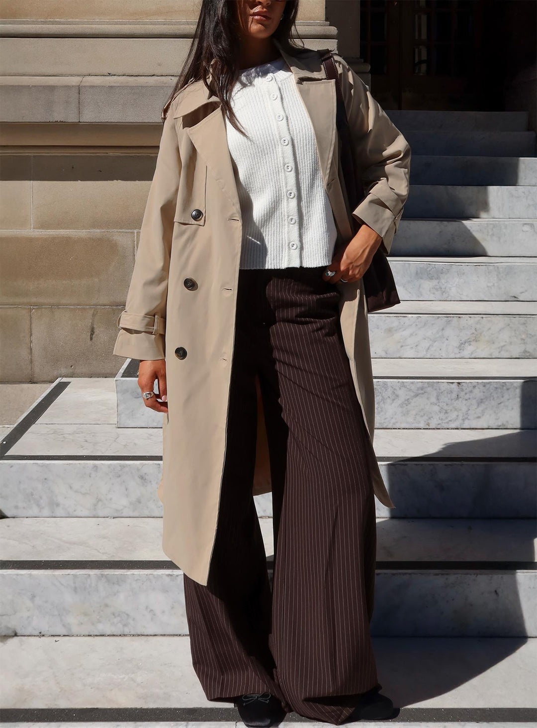 Carla | Women’s belted trench coat with lapel collar