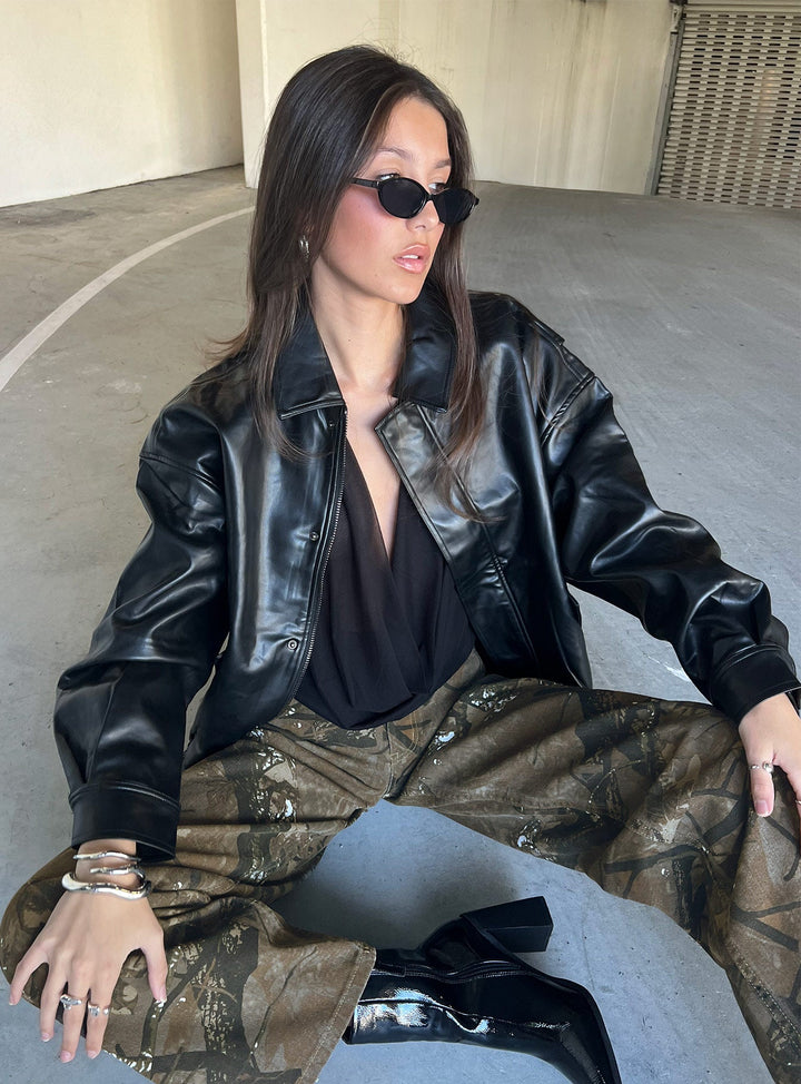 Caroline | Women’s oversized faux leather bomber jacket