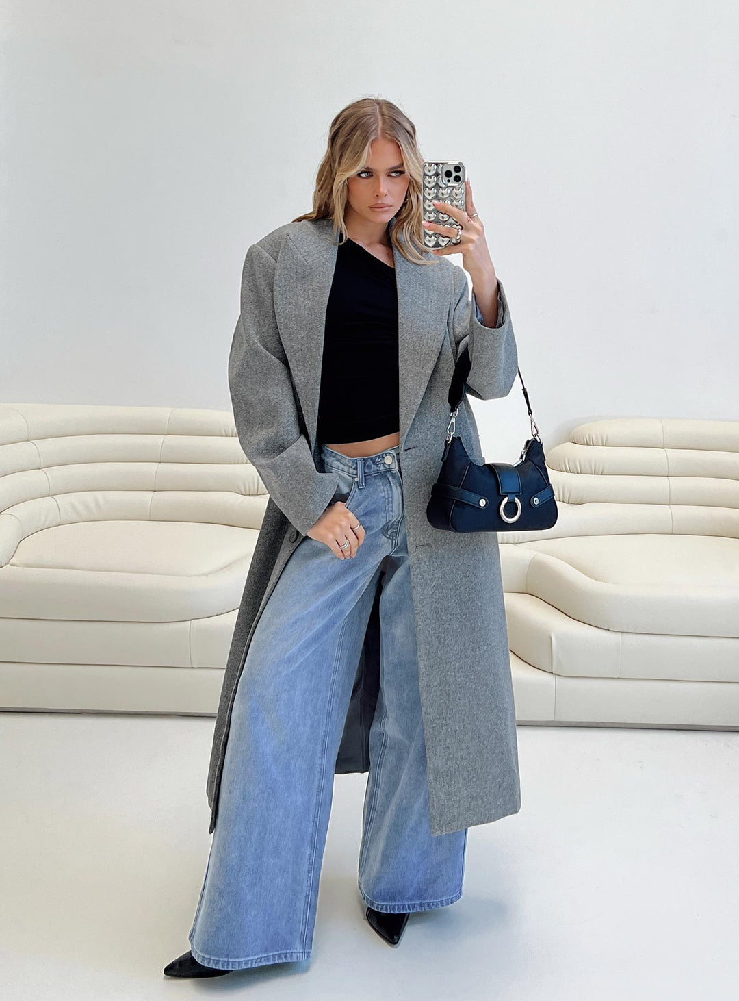 Irene | Women’s long trench coat with lapel collar and front button fastening