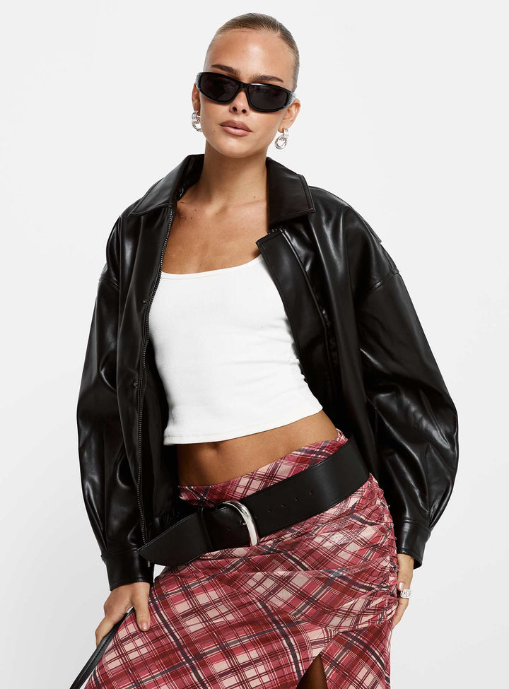 Caroline | Women’s oversized faux leather bomber jacket