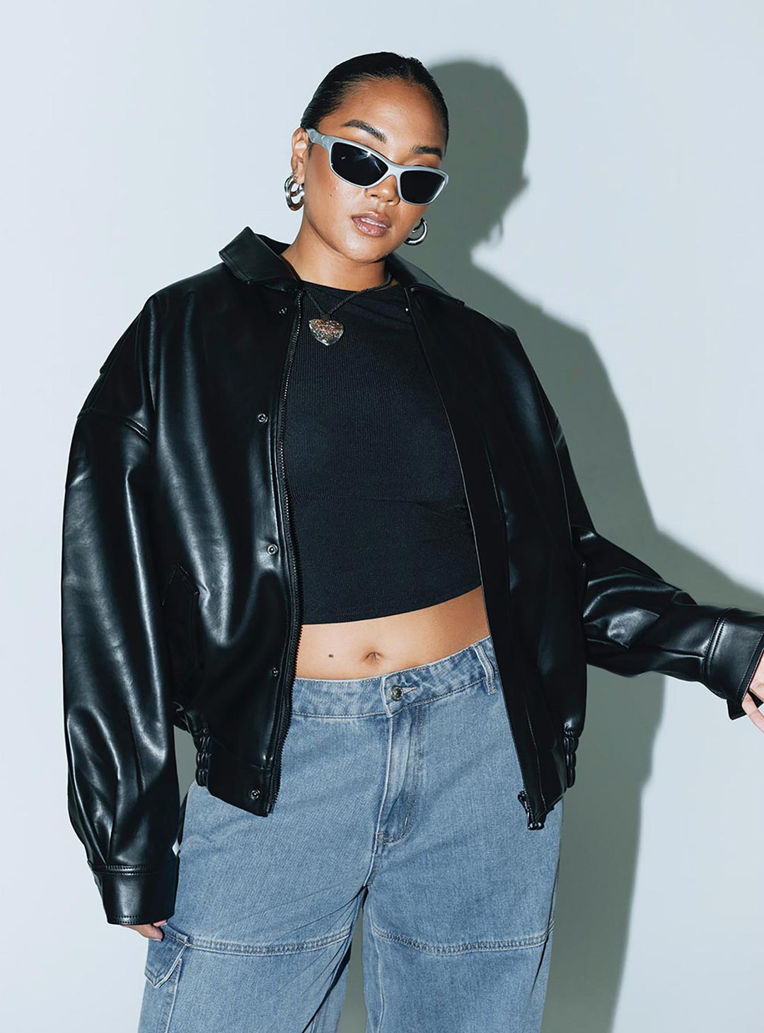 Caroline | Women’s oversized faux leather bomber jacket