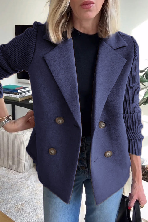 Indie | Women’s knit sleeve blazer with double-breasted and structured lapels