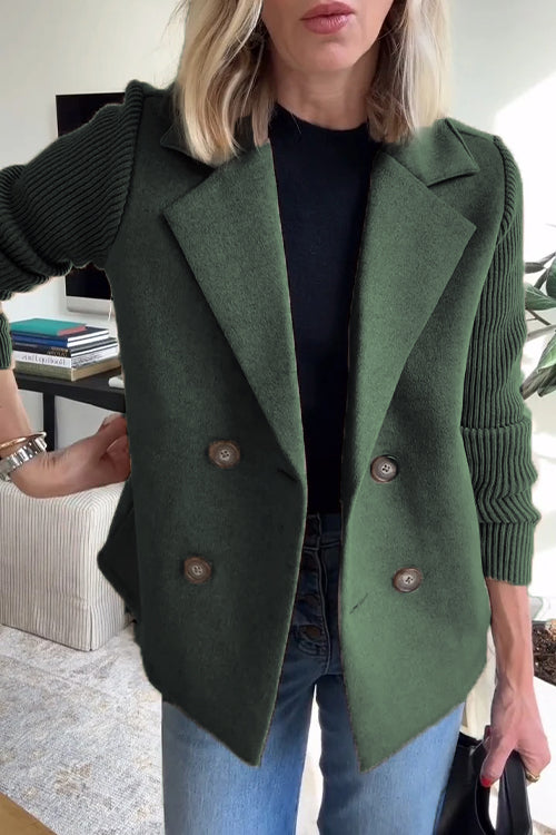 Indie | Women’s knit sleeve blazer with double-breasted and structured lapels