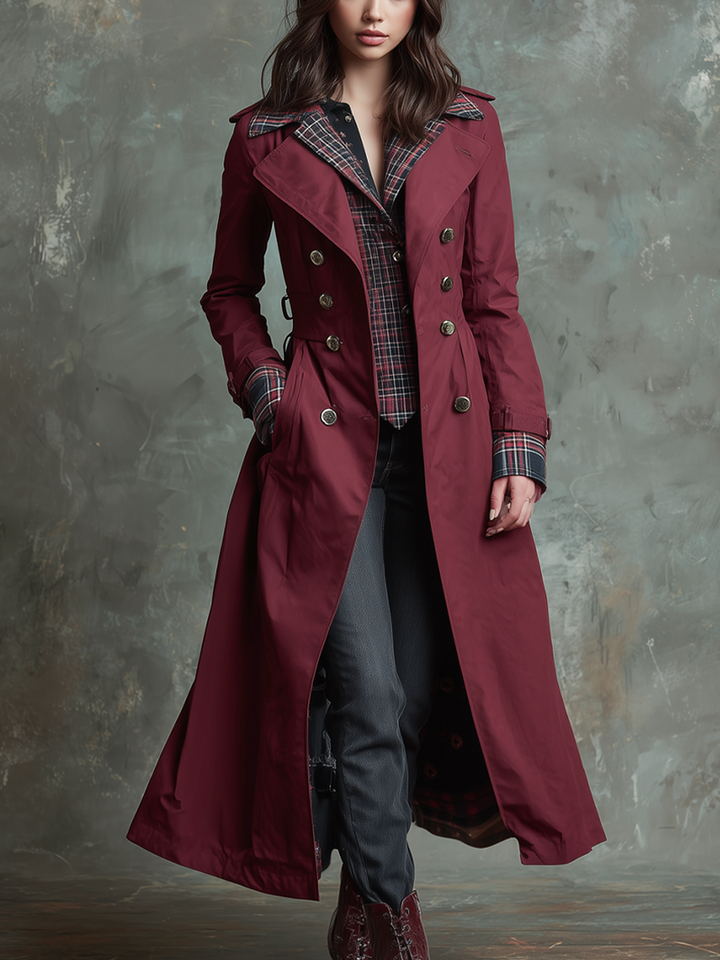 Melina | Women’s retro trench coat with pockets and long sleeves