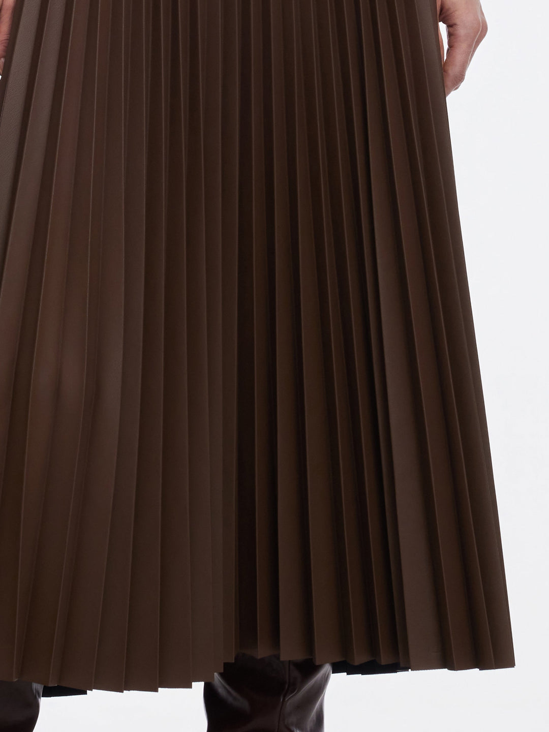 Delaney | Women's leather pleated A-line midi skirt