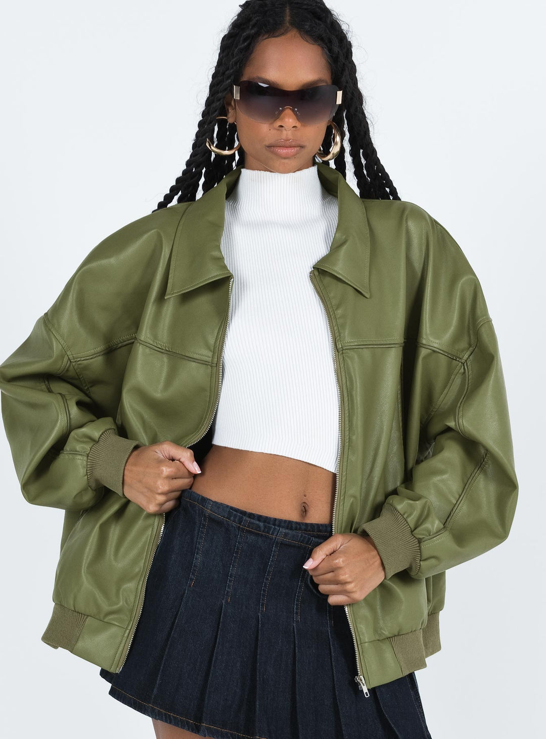 Claritty | Women’s faux leather oversized bomber jacket