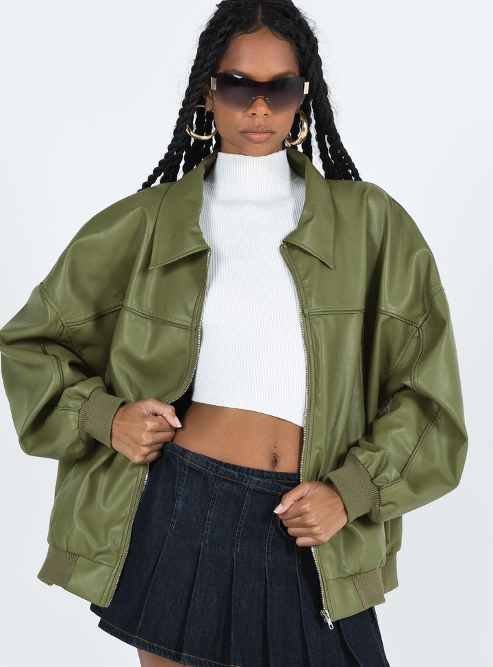 Claritty | Women’s faux leather oversized bomber jacket