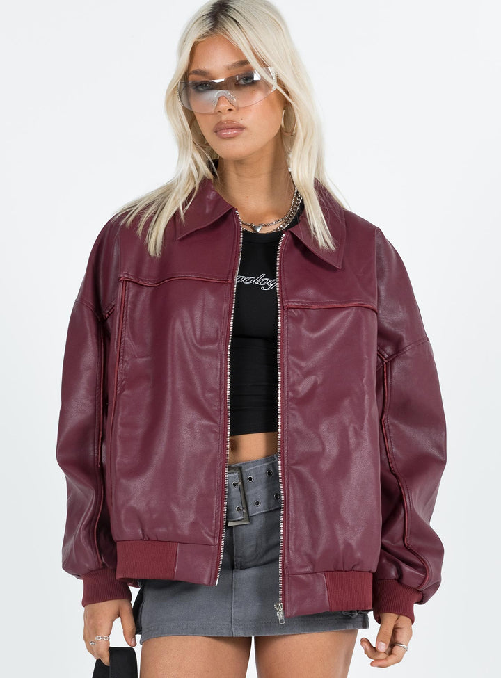 Jassy | Women's oversized faux leather bomber jacket
