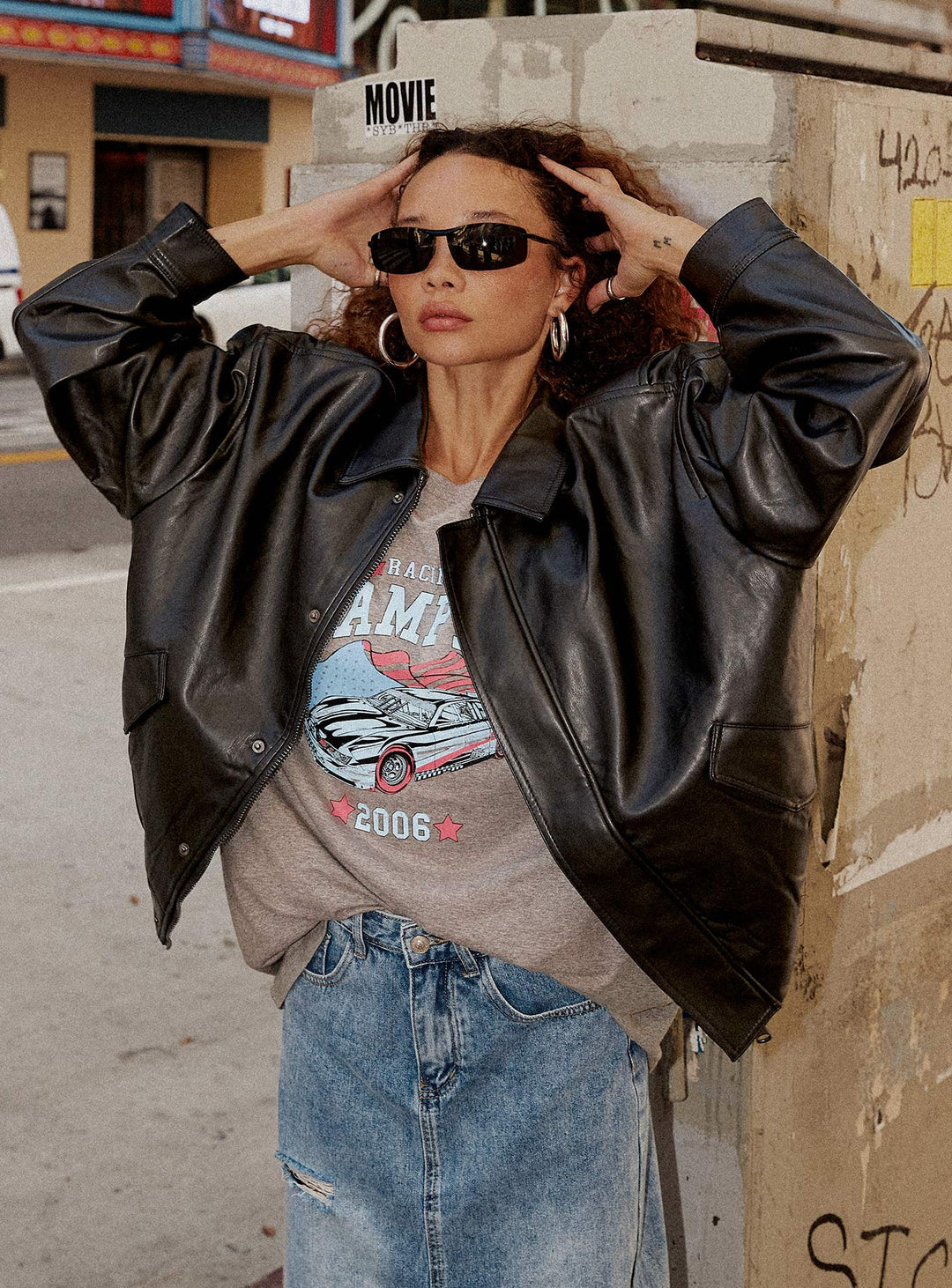 Caroline | Women’s oversized faux leather bomber jacket