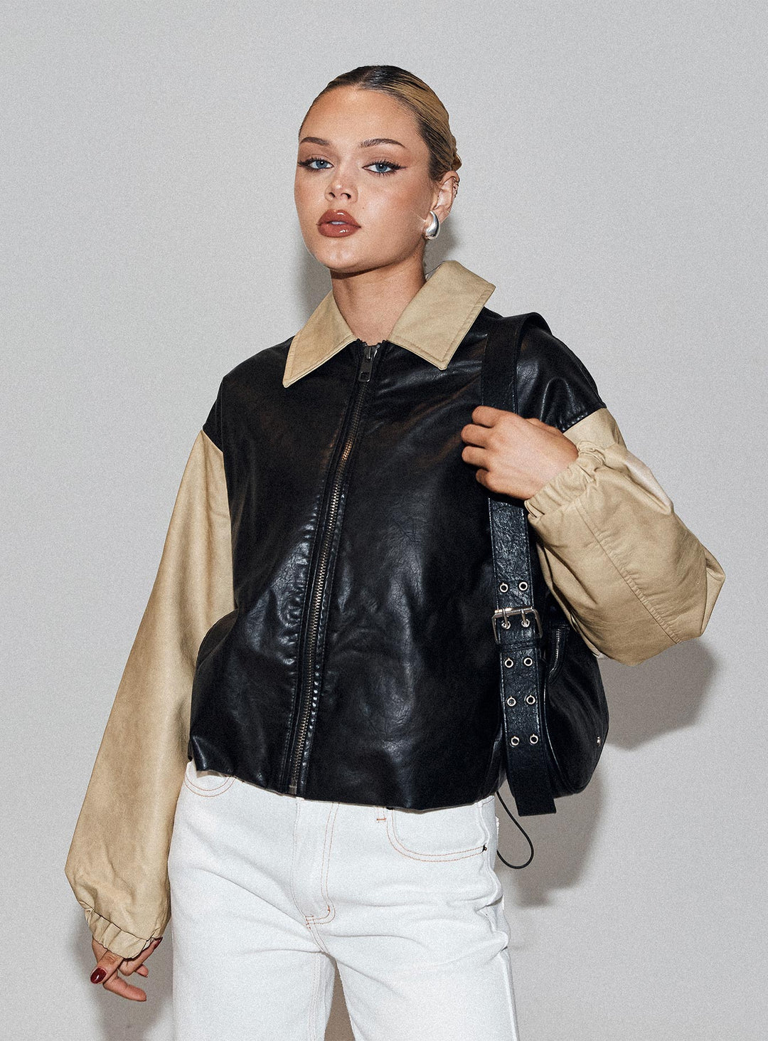 Shane | Women’s two-tone faux leather bomber jacket