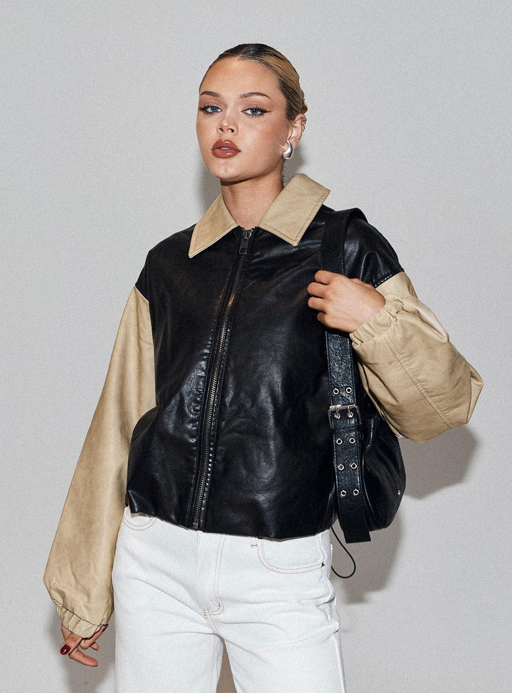 Shane | Women’s two-tone faux leather bomber jacket