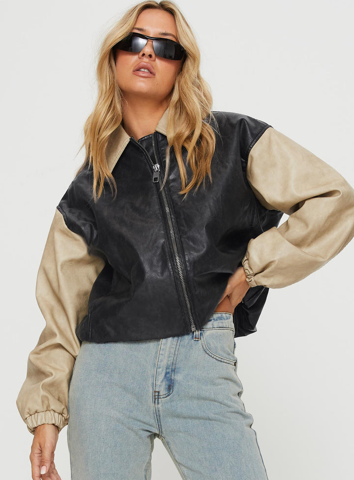 Shane | Women’s two-tone faux leather bomber jacket