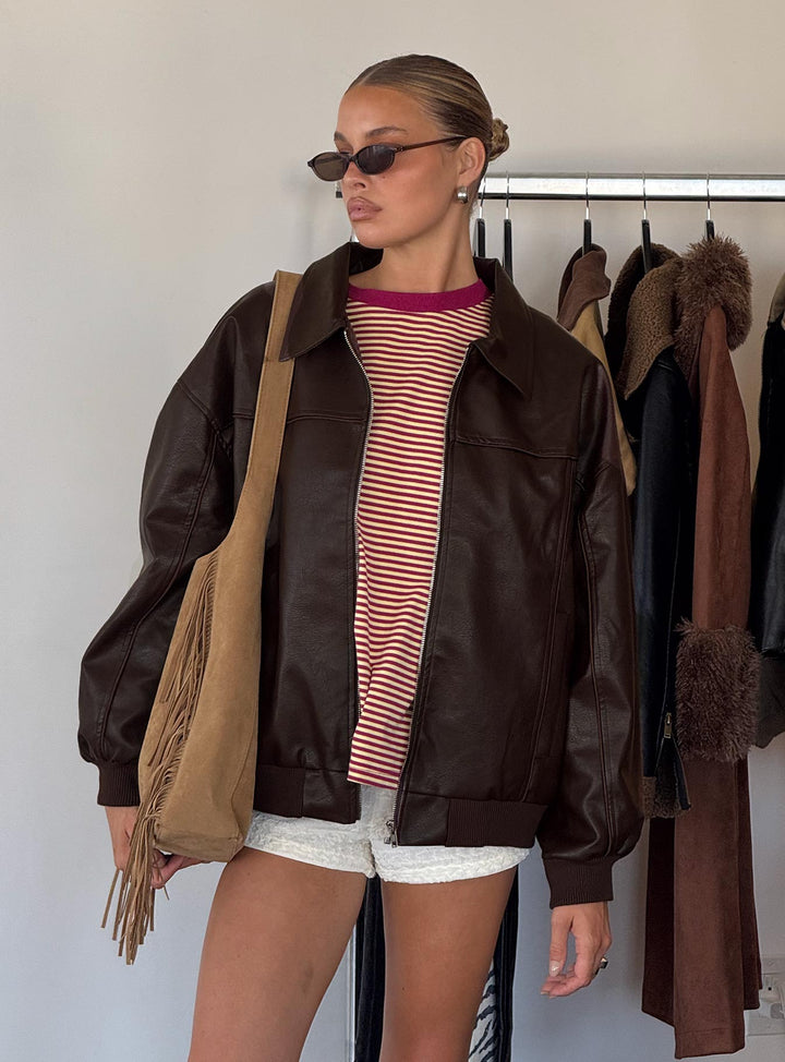 Margie | Women's oversized faux leather bomber jacket