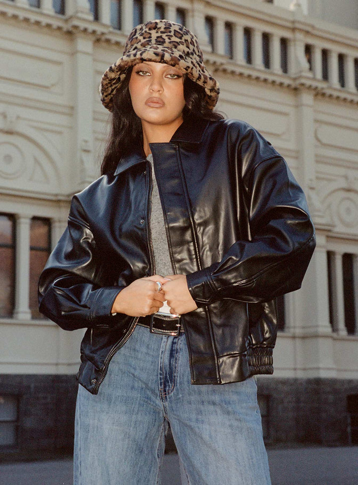 Caroline | Women’s oversized faux leather bomber jacket