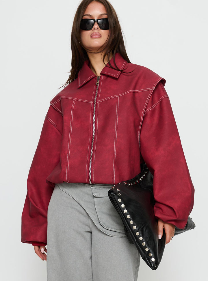 Betty | Women’s oversized zip-up bomber jacket with exposed stitching