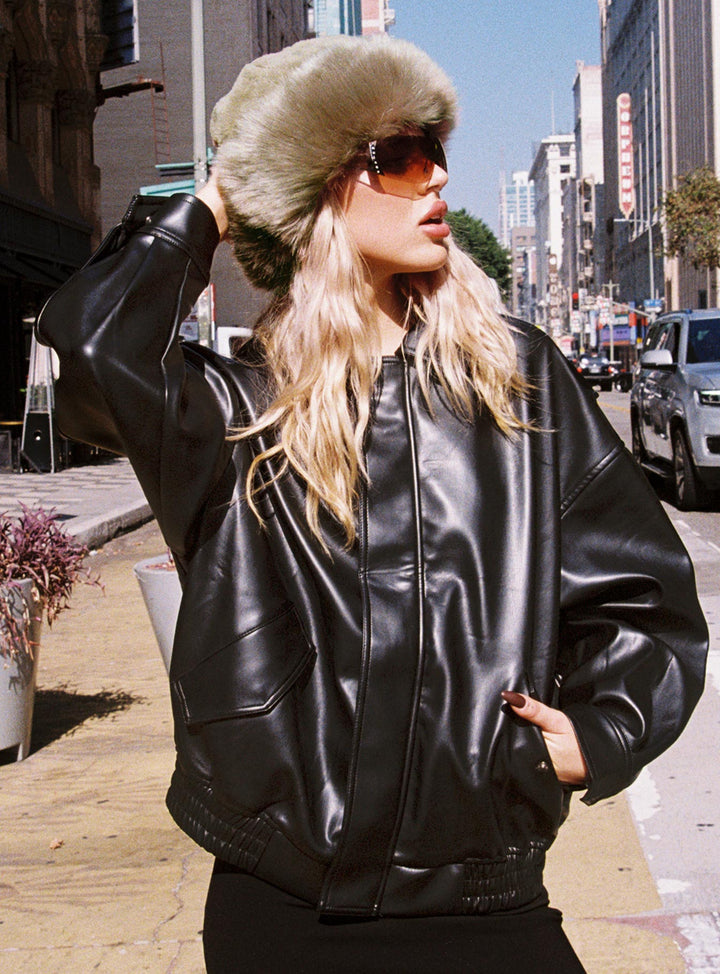 Caroline | Women’s oversized faux leather bomber jacket