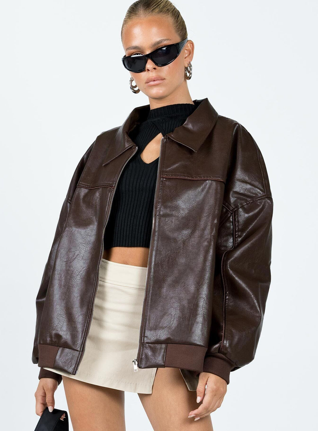 Margie | Women's oversized faux leather bomber jacket