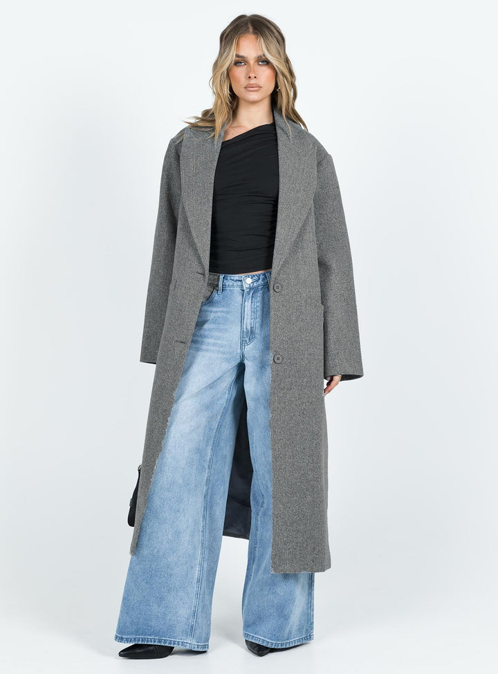 Irene | Women’s long trench coat with lapel collar and front button fastening