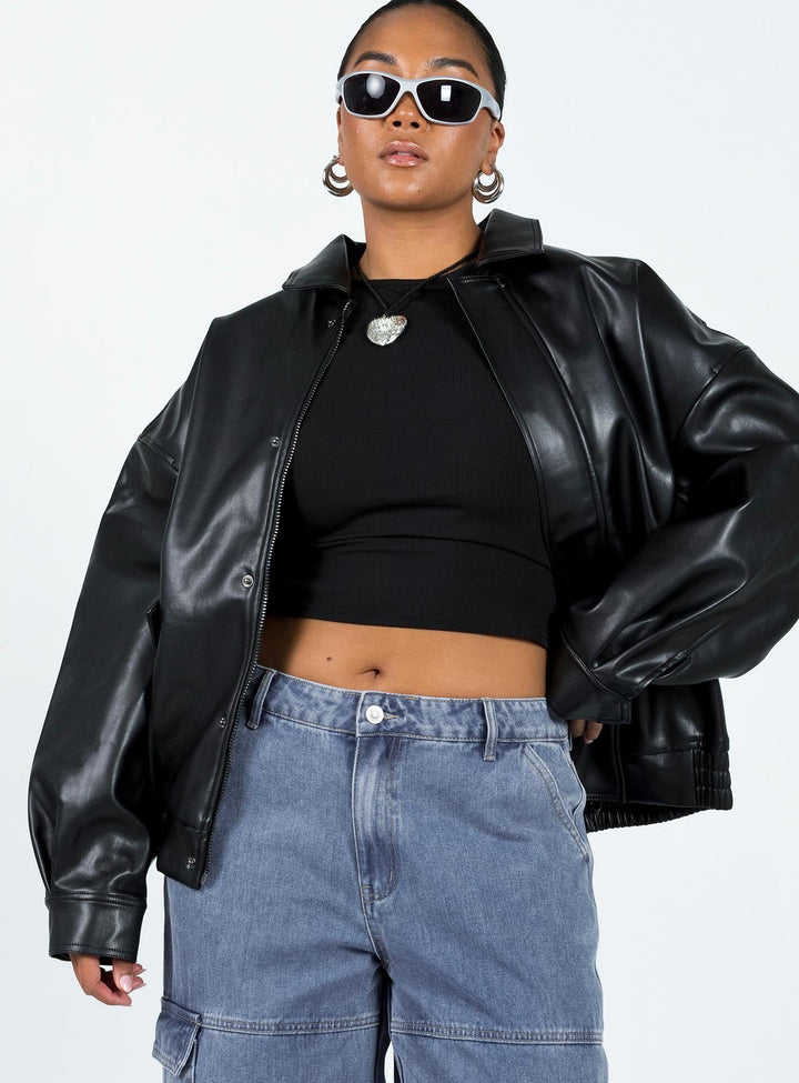 Caroline | Women’s oversized faux leather bomber jacket