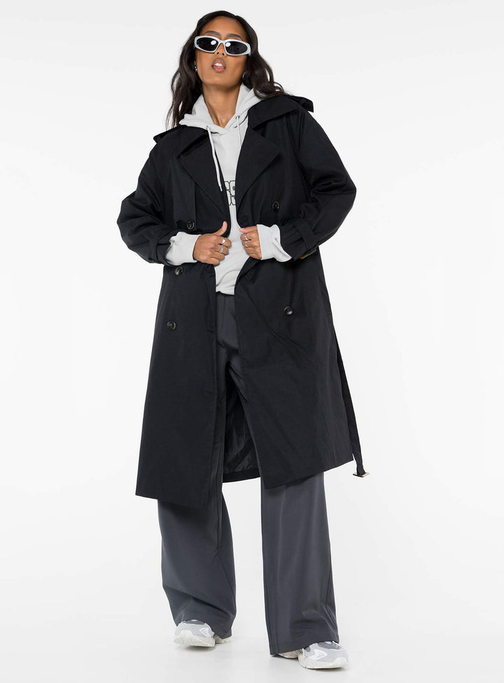 Audrey | Women’s oversized trench coat with lapel collar and waist tie