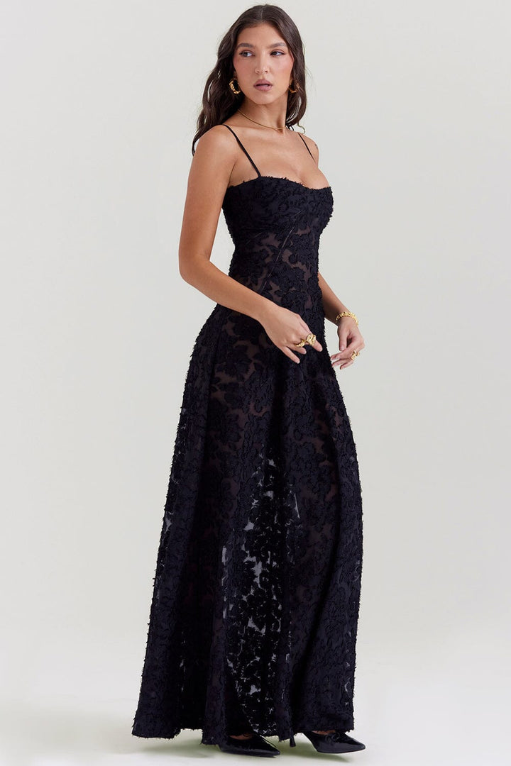 Serena | Elegant evening floral maxi dress