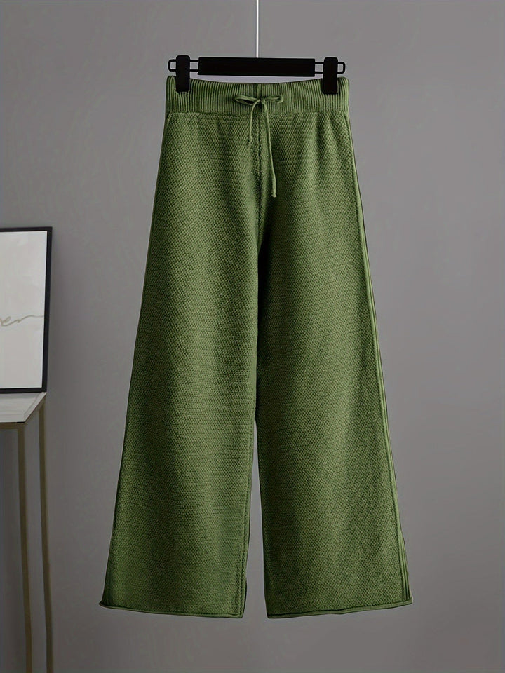 Maria | Women’s knit lounge set with crew neck and wide-leg pants