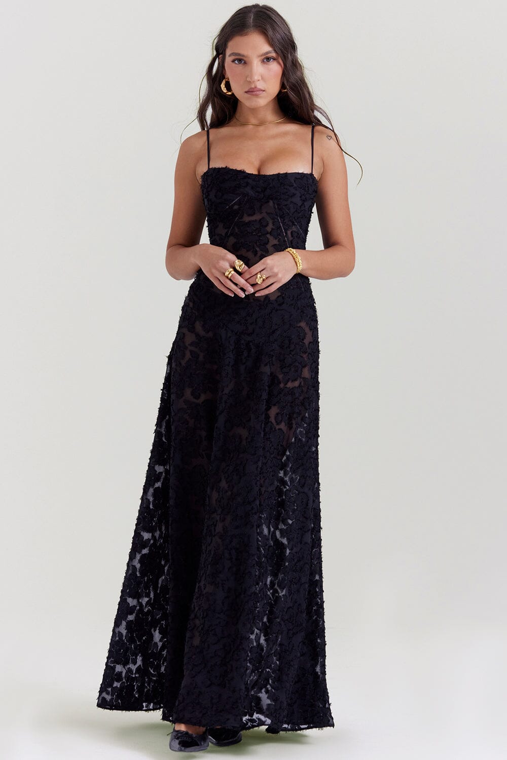 Serena | Elegant evening floral maxi dress