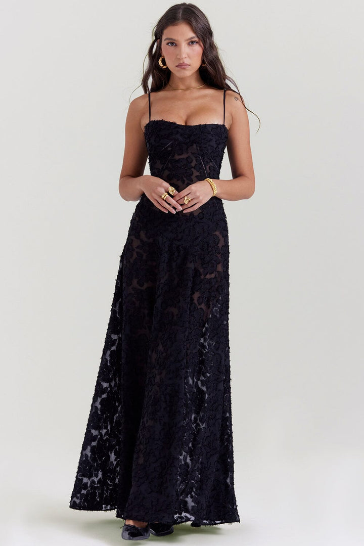 Serena | Elegant evening floral maxi dress
