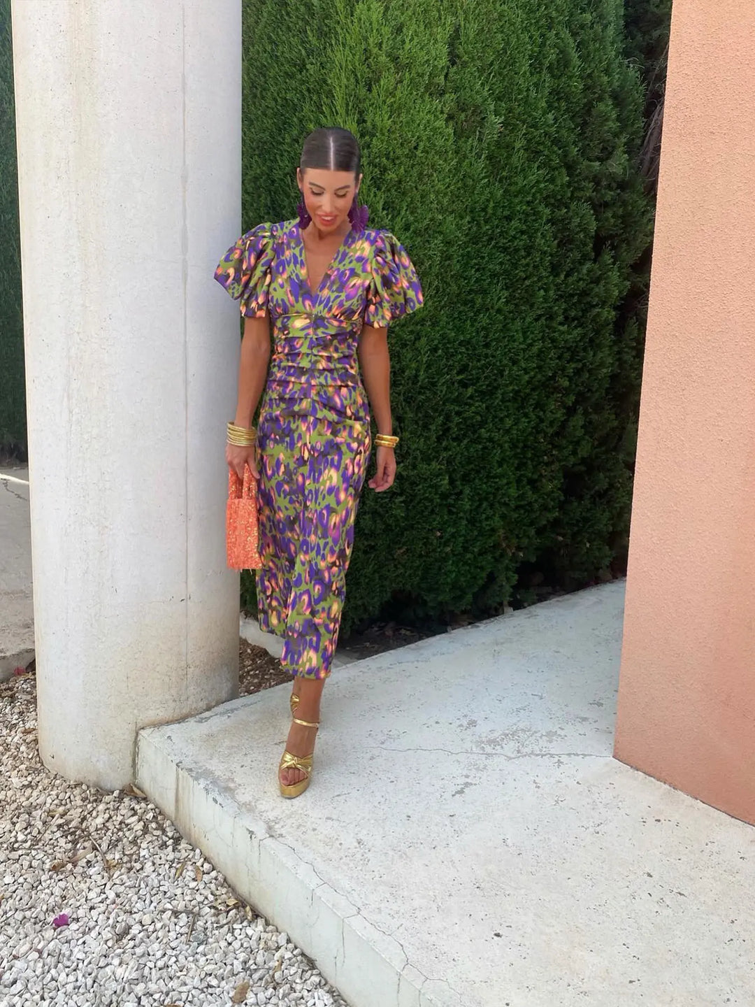 Alira | Pleated sleeve dress with defined waist