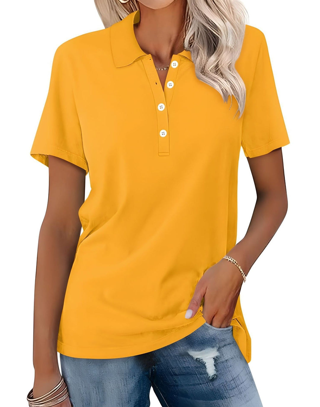 Sanya | Women’s short sleeve polo shirts with button placket