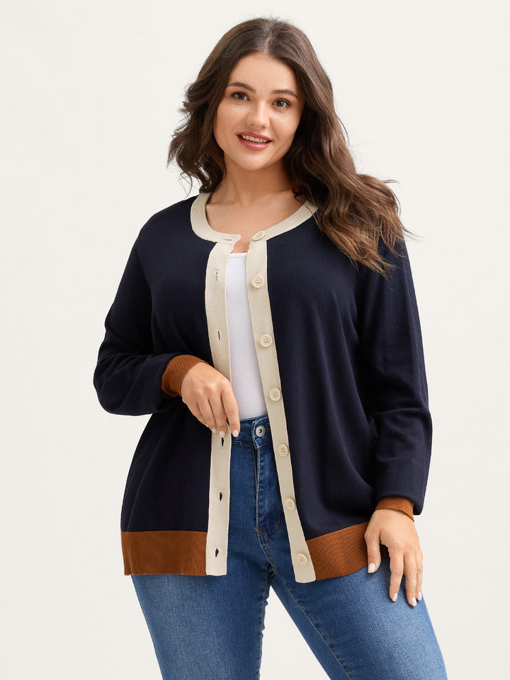 Lucia | Women’s button-front contrast trim knit cardigan