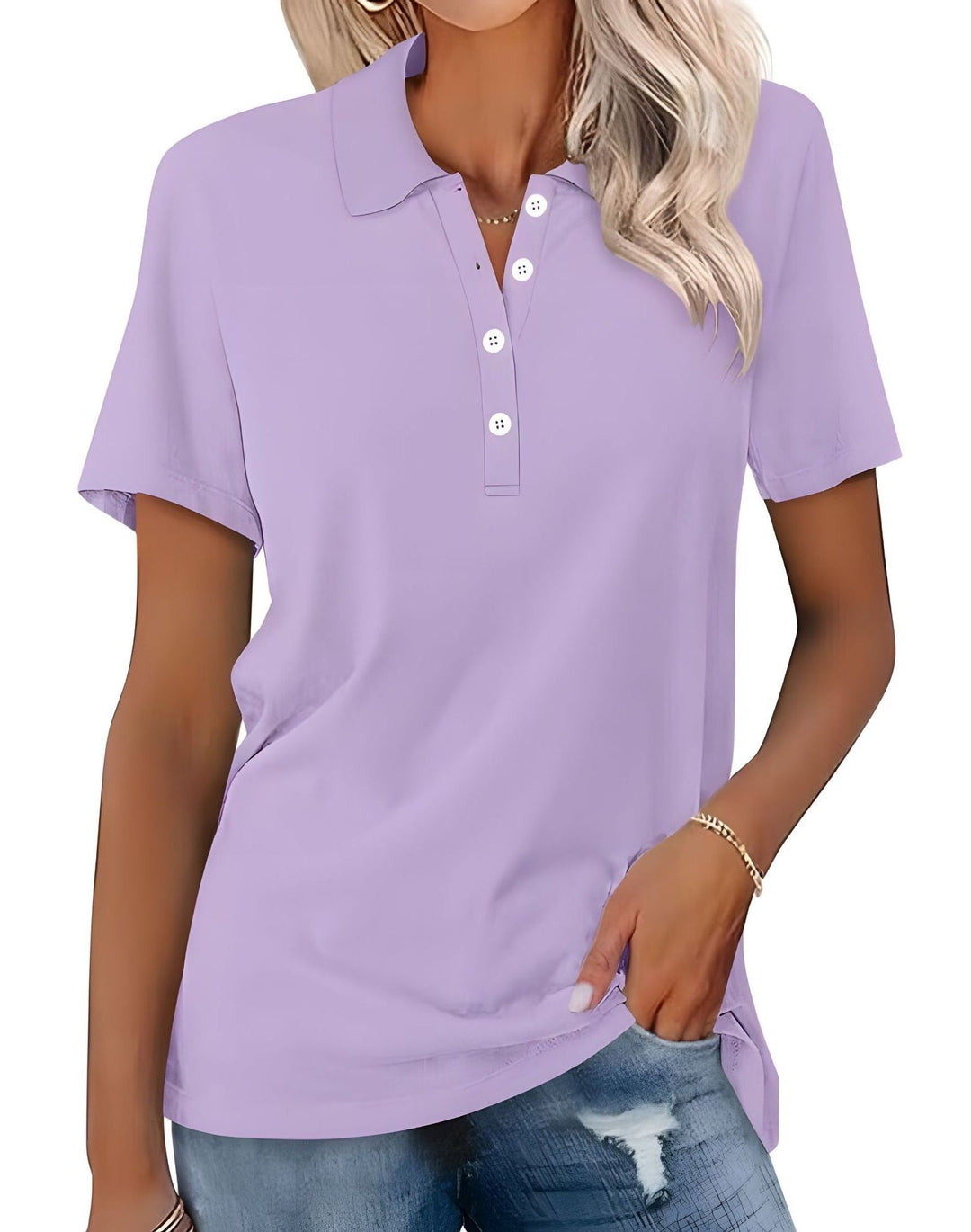 Sanya | Women’s short sleeve polo shirts with button placket