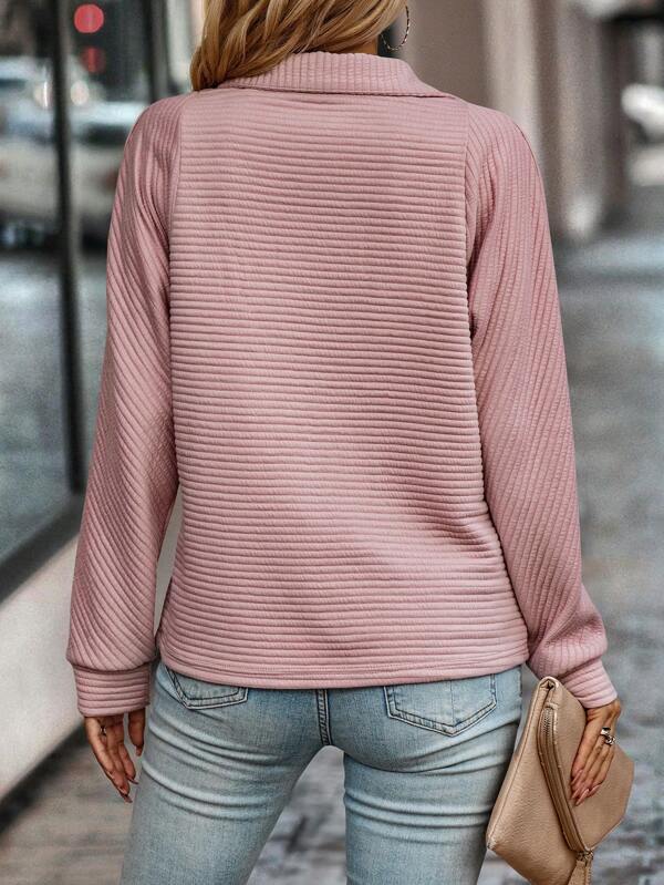 Liz | Women’s casual sweater with polo collar and rib detail