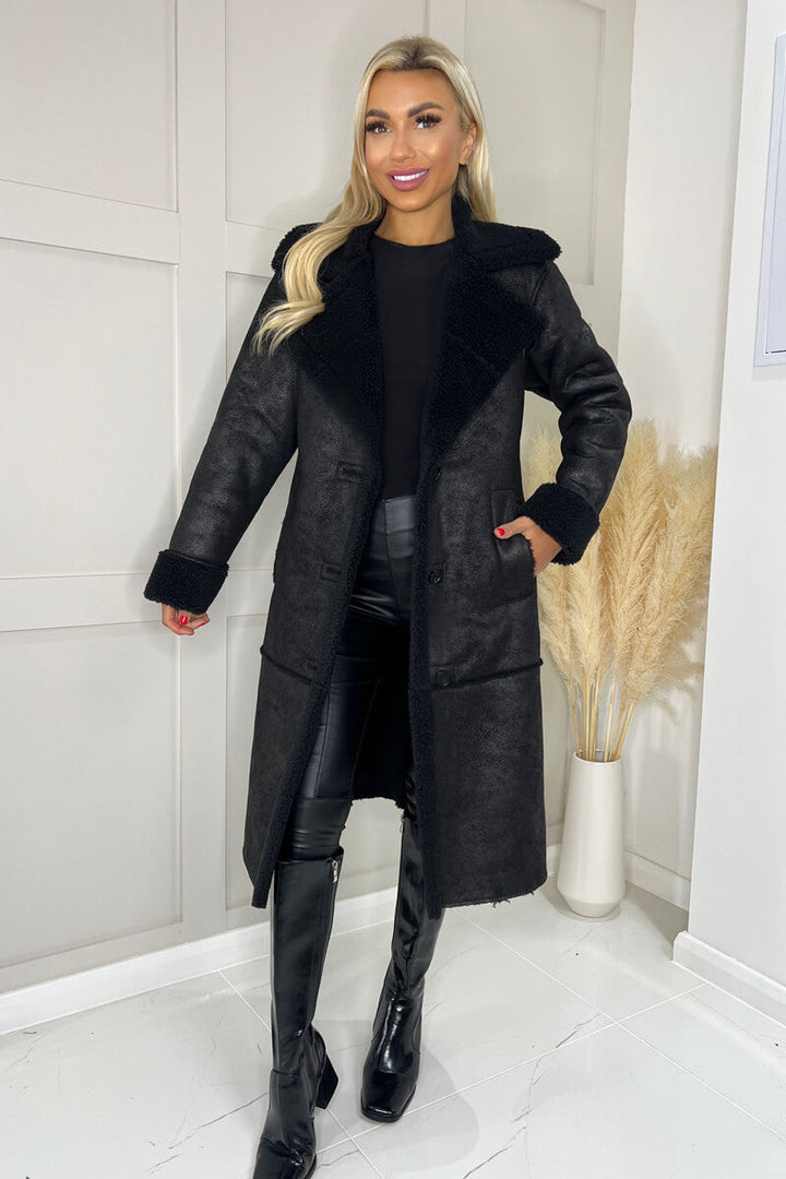 Avani | Women’s longline faux shearling coat