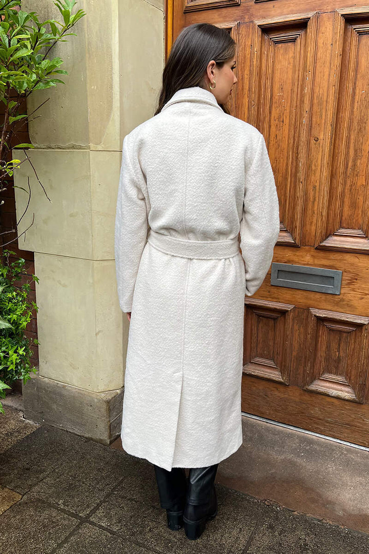 Sadie | Women’s elegant long belted trench coat with wide lapel collar