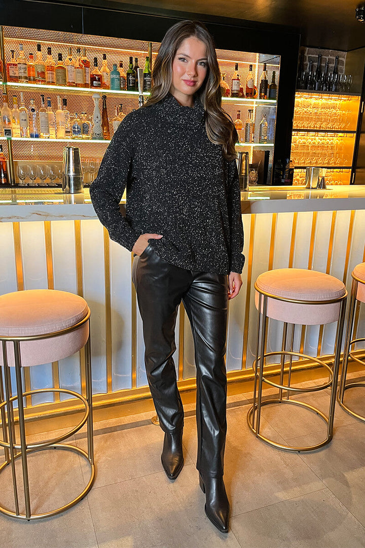 Eliana | Women’s speckled knit sweater with mock neck