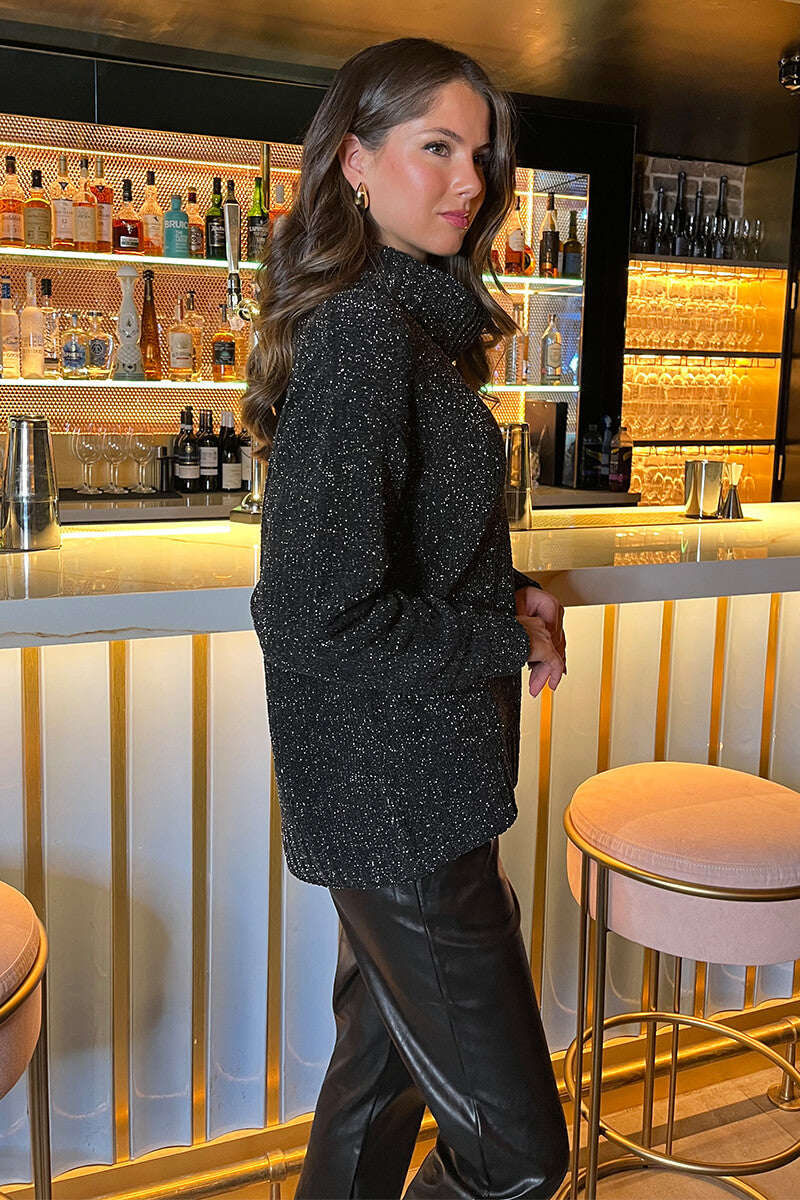 Eliana | Women’s speckled knit sweater with mock neck