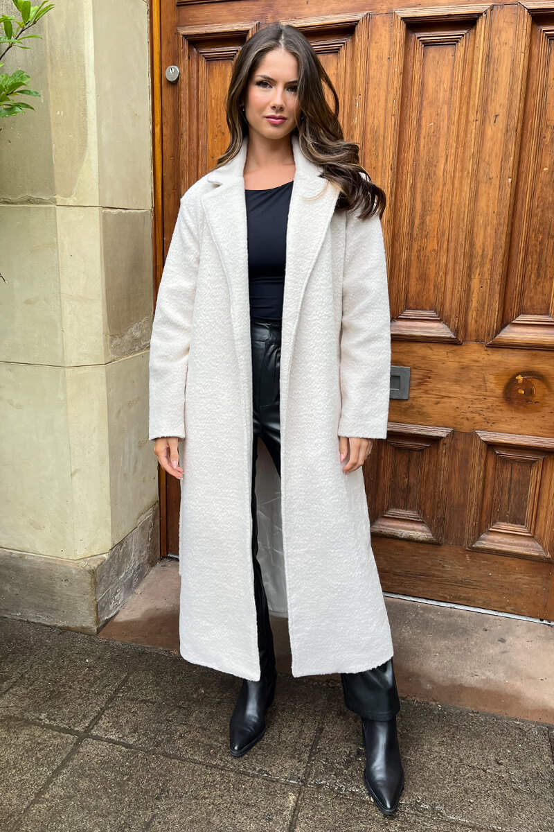 Sadie | Women’s elegant long belted trench coat with wide lapel collar