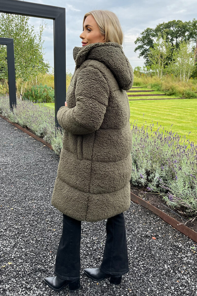 Nia | Women’s long teddy puffer coat with hood