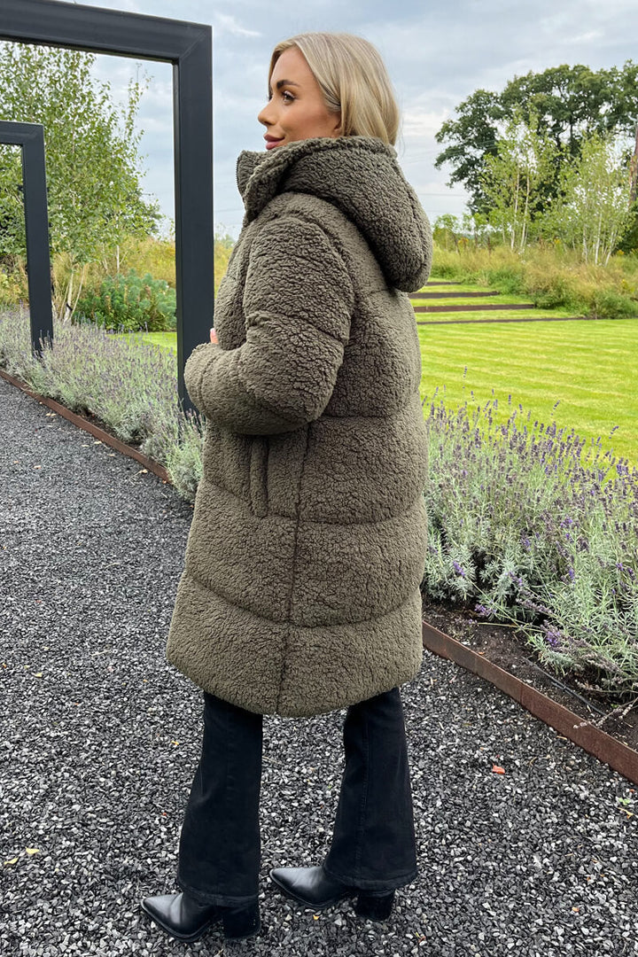 Nia | Women’s long teddy puffer coat with hood