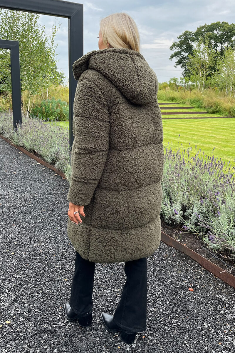 Nia | Women’s long teddy puffer coat with hood