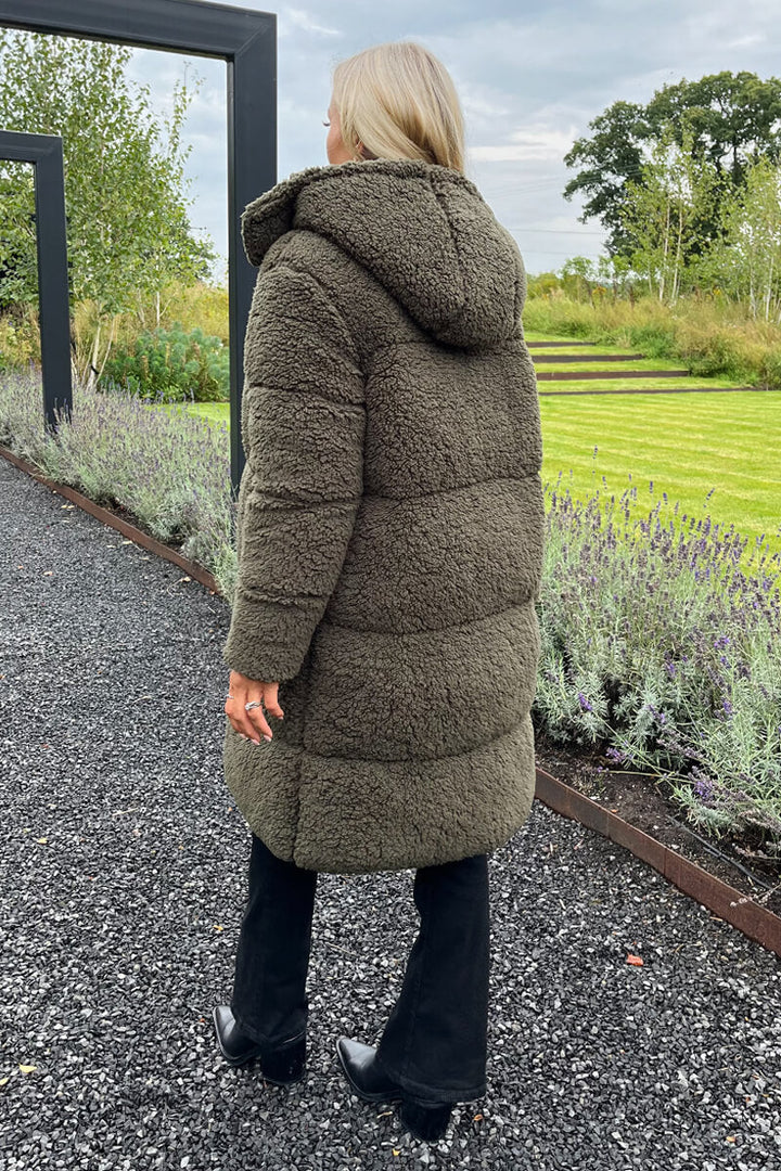 Nia | Women’s long teddy puffer coat with hood