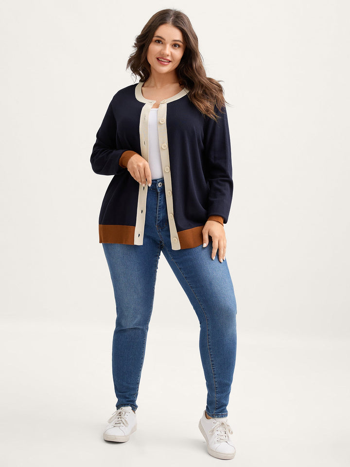 Lucia | Women’s button-front contrast trim knit cardigan