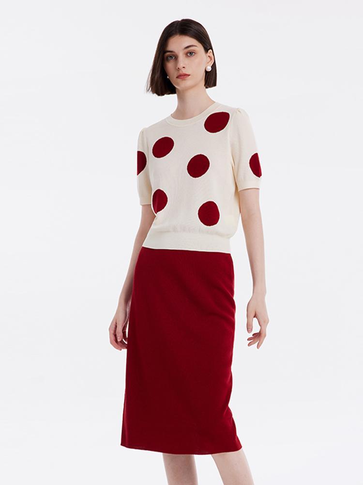 Violette | Women’s tencel polka dots knit top and skirt set