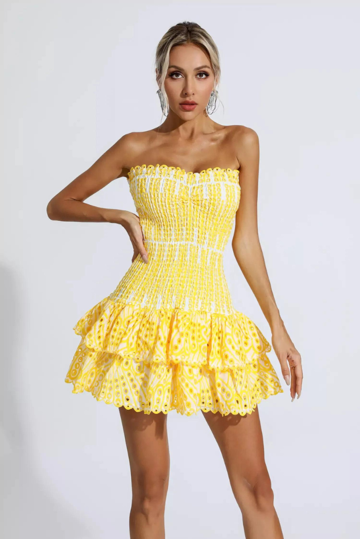 Zara | Women’s ruffle mini dress with strapless design and open back