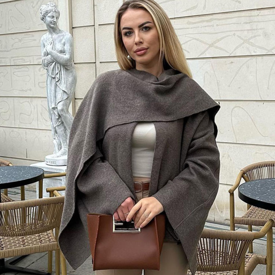 Nori | Women’s cape coat with asymmetrical cut and minimalist design