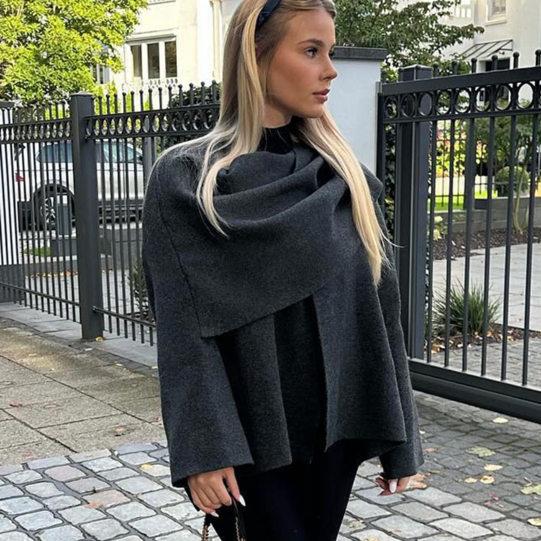 Nori | Women’s cape coat with asymmetrical cut and minimalist design