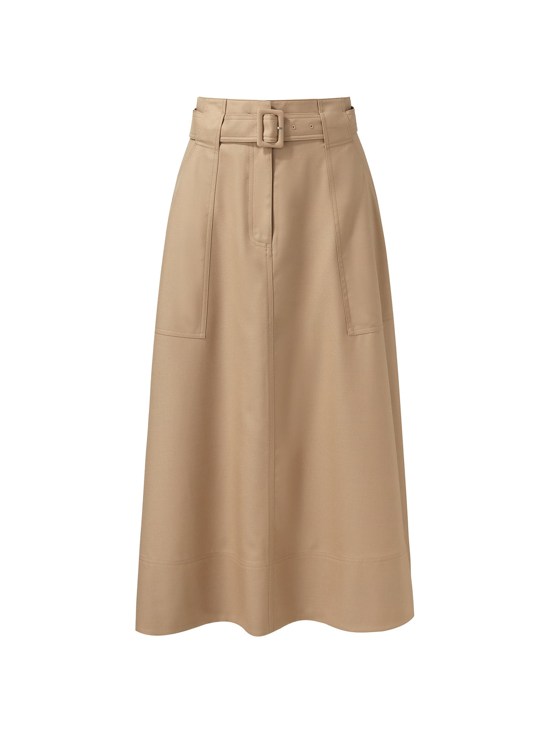 Noelle | Women's worsted wool gathered waist flared skirt with belt